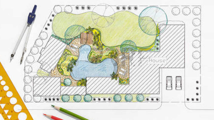 Landscape design with pool fence