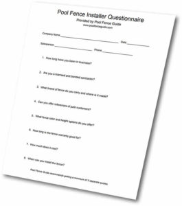 Pool Fence Installer Questionnaire