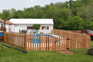 Pool fence made of wood